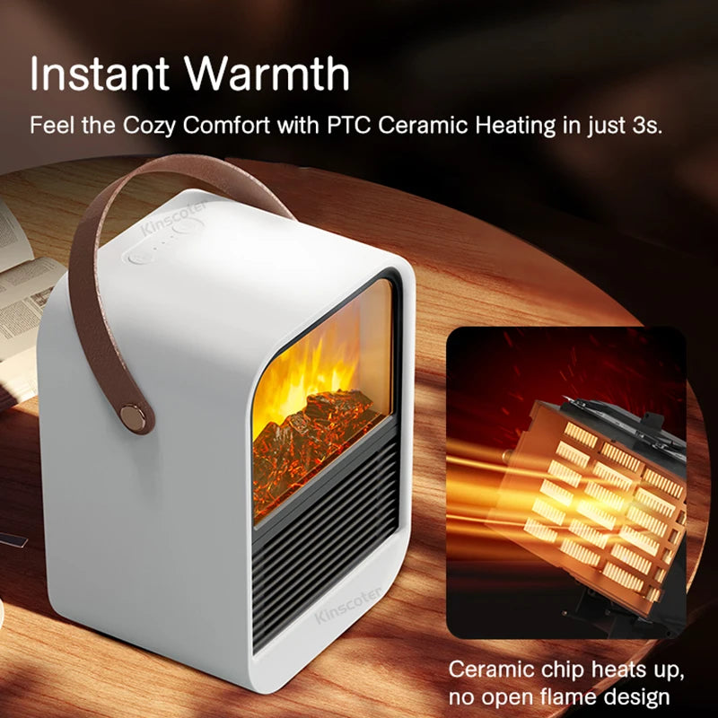 Kamin Elektrische Heizung Warmes Gebläse Ventilator Tragbare Desktop Haushalt Haushalt Heizung Ofen Heizkörper Flammenwärmer Maschine