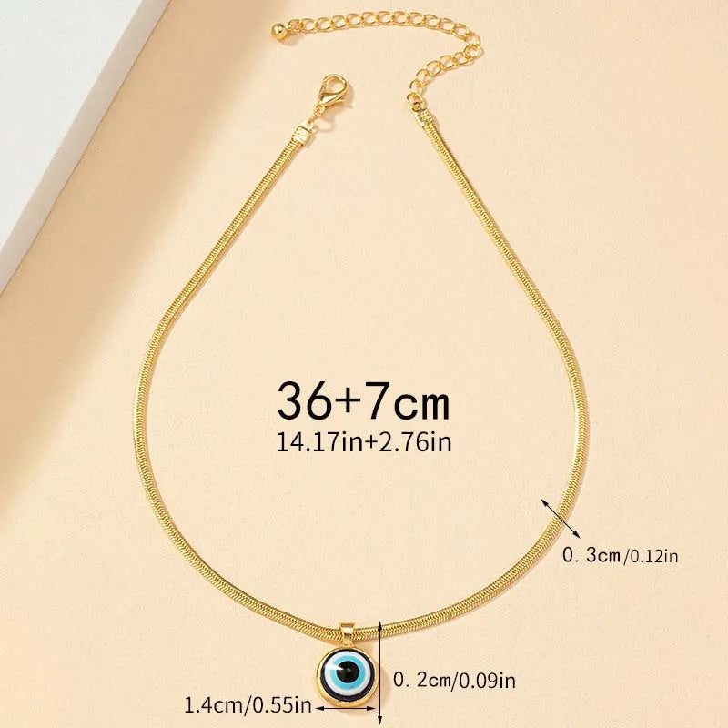 Glücksbringer Vergoldete Böser-Blick-Anhänger-Halskette für Damen und Herren Türkisches Blaues Auge Schlangenkette Halskette Party-Schmuck Accessoires