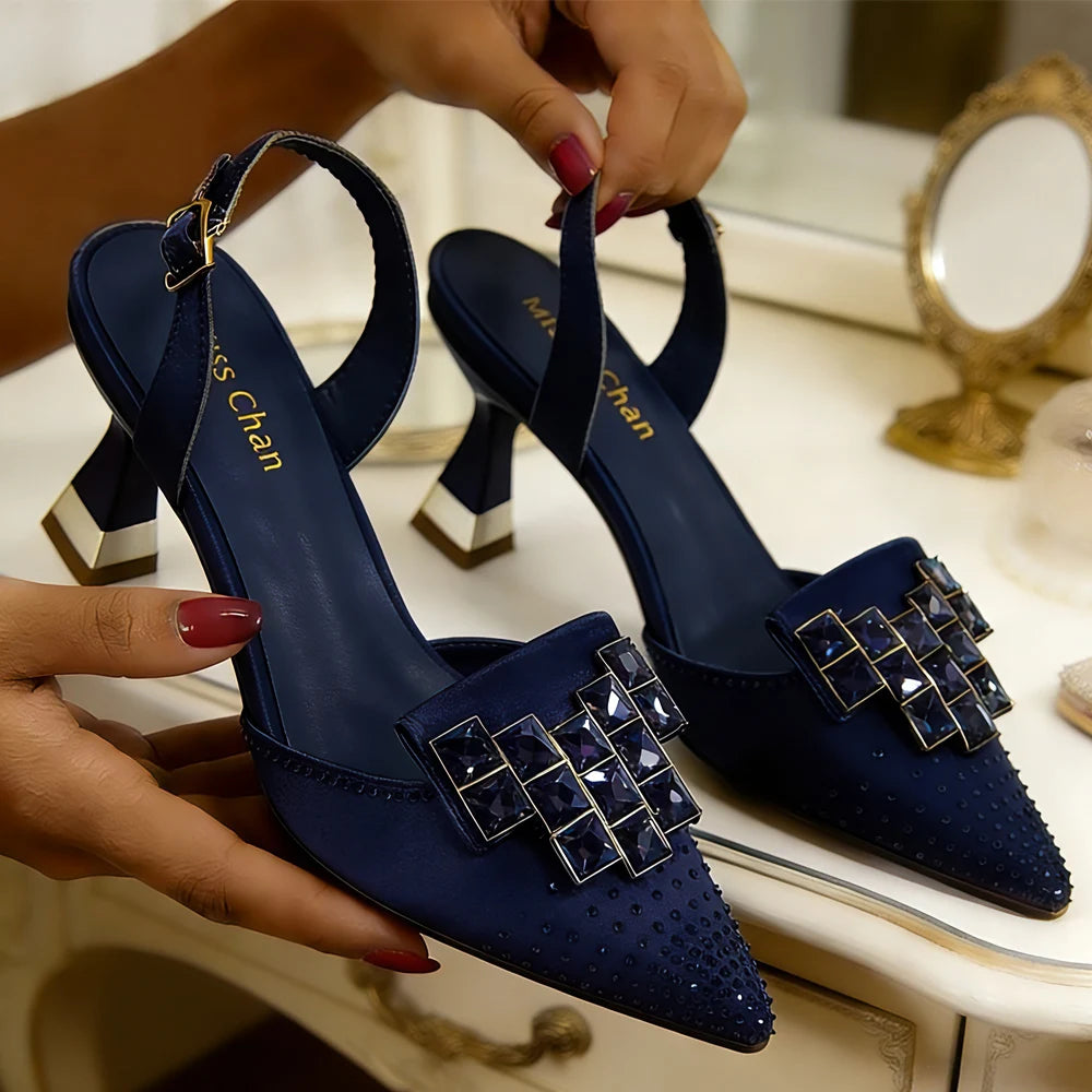2026 Elegante Italienische Strass-Verzierte Spitze High Heels - Schicke Damenschuhe für Jeden Anlass