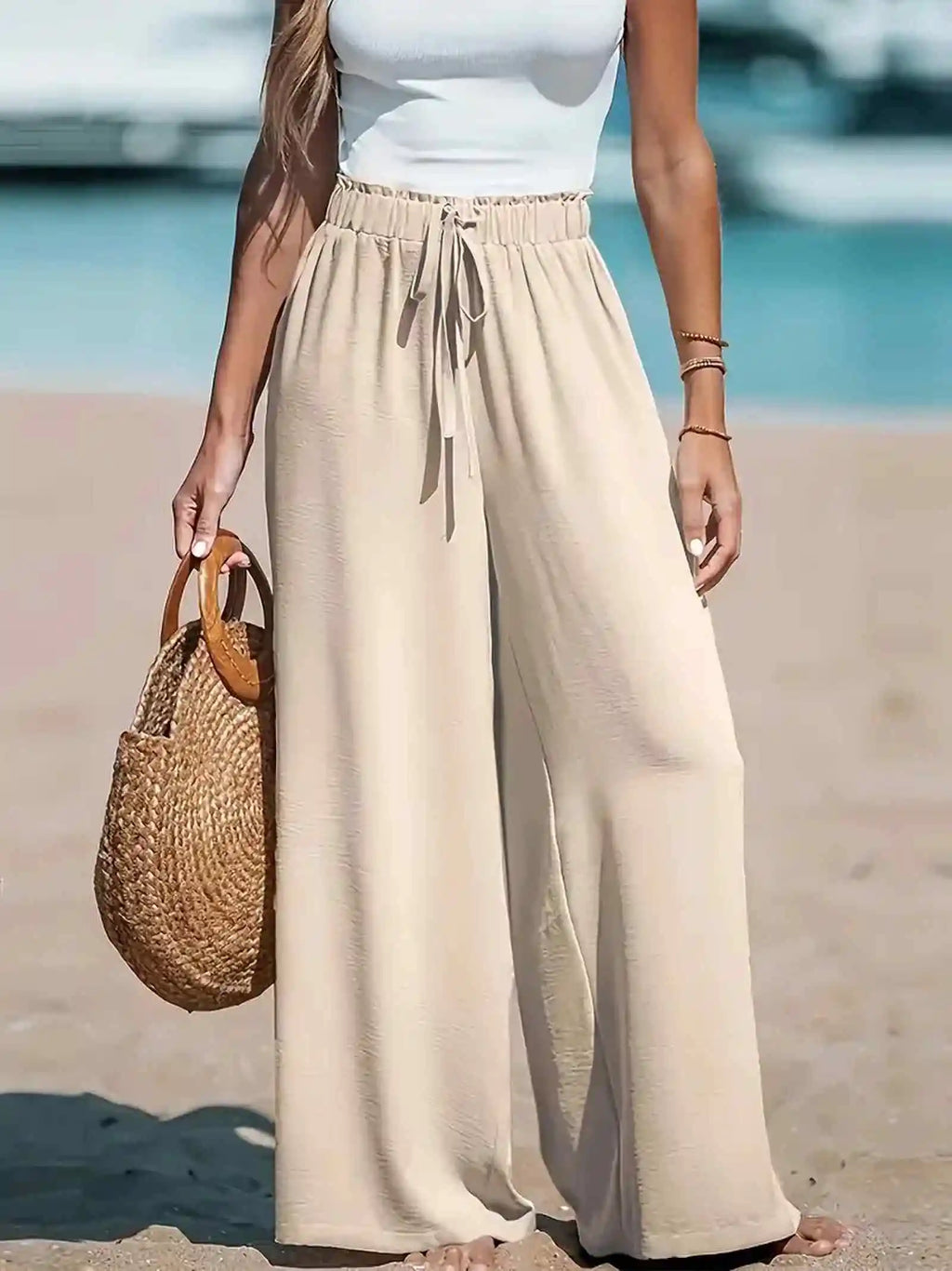 Damen 2026 Mode Kordelzug Weite Hosen Locker Sitzende Freizeithosen Bequeme Lockere Hosen Herbst Winter Damenmode
