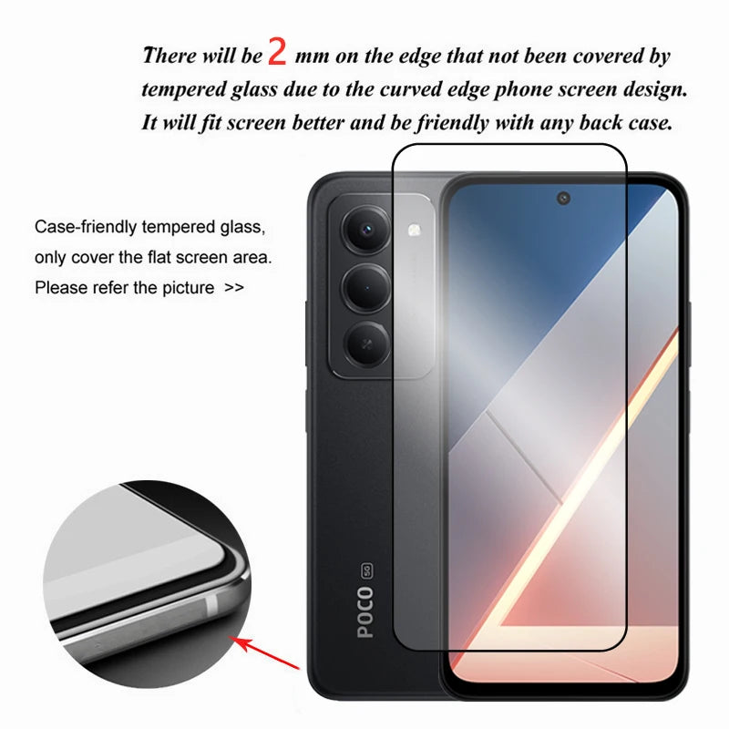 6in1 für Poco M8s 5G Glas für Xiaomi Poco M8s gehärtetes Glas 2.5D Full Cover Displayschutzfolie für Poco M8s Objektivfolie