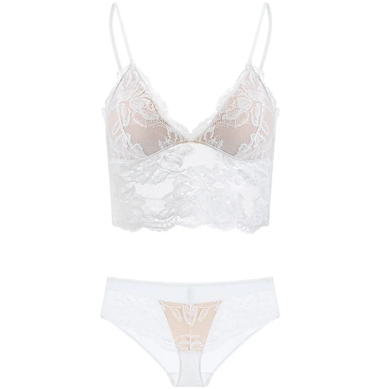 Französisches Damen-Dessous-Set aus dünner Spitze, trägerloser Triangel-BH, schlanker, unsichtbarer BH, perfekt für große Brüste, um sie kleiner zu lassen, für den Alltag, S-XL