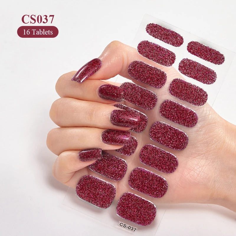Roter Farbverlauf, backfreie Nagelaufkleber, langlebige Nagelstreifen, Patch-Schieber, vollständiger Abdeckungsaufkleber, selbstklebend, einfache Vollwickel