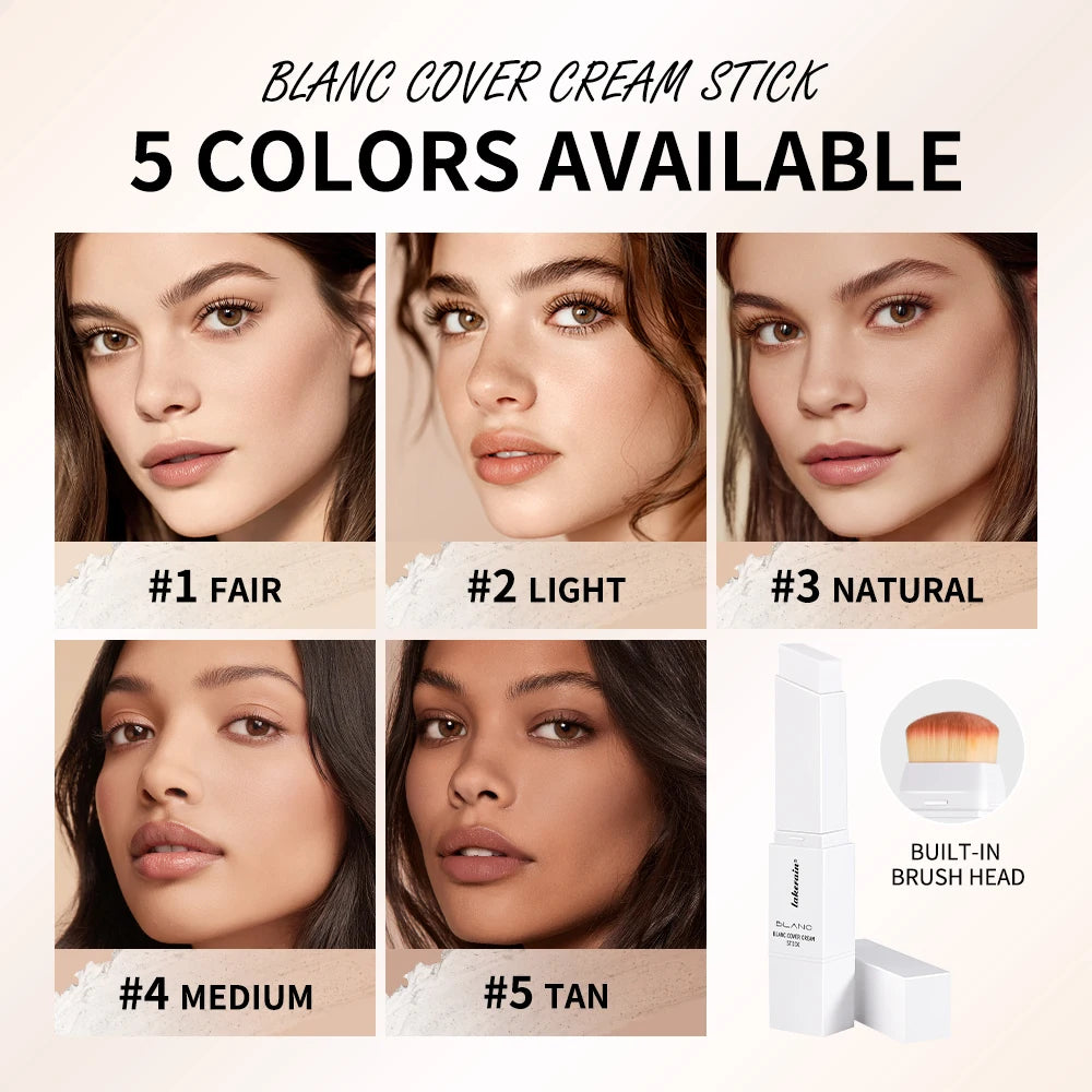Farbwechselnder Foundation-Stick Blanc Foundation Koreanisches Make-up Basis Hochdeckender Concealer Natürlicher Nude 2-in-1 Foundation-Stick