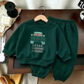 Modischer Hoodie und Weite Hose 2-teilig Kleinkinder Neues Bedrucktes Oberteil Kinder Neues Design Sweatshirts Einfarbige Hosen Anzüge Lässiges Outfit