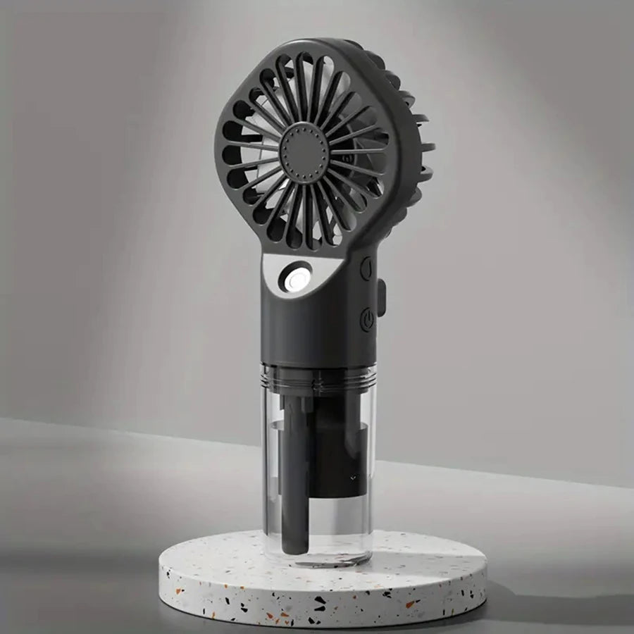 Tragbarer Handventilator - USB-aufladbarer Mini-Luftbefeuchter-Ventilator, geeignet für Reisen und den Außeneinsatz als Handventilator.
