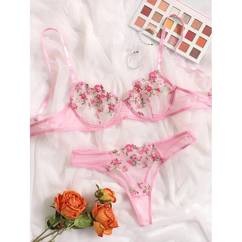 Porno sexy Frauen anzug Push-up dünne Bra lette Set verführer ische Unterwäsche exotische BH Embroid Print Büstenhalter stilvolle Dessous für Erwachsene