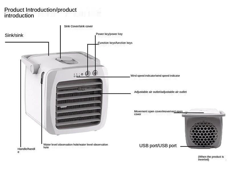 Tragbare Klimaanlage persönlicher Luftkühler USB persönlicher Desktop-Lüfter Mini-Luft-Desktop-Luftbe feuchter Lüfter