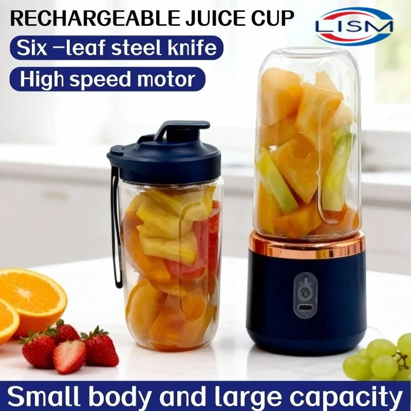 400ML Tragbarer Elektrischer Entsafter 2 Tassen Multifunktionaler Kabelloser Mixer USB-Aufladbar Kleiner Saftbecher Mixermaschine