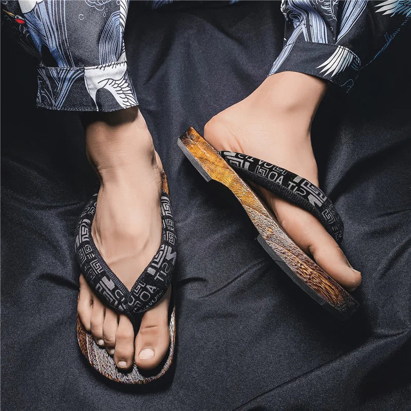 Herren-Slipper, 2022, neue japanische Fischgräten-Hausschuhe, Holz-Clogs, Geta-Flip-Flops, rutschfest, im Sommer, Cos-Schuhe