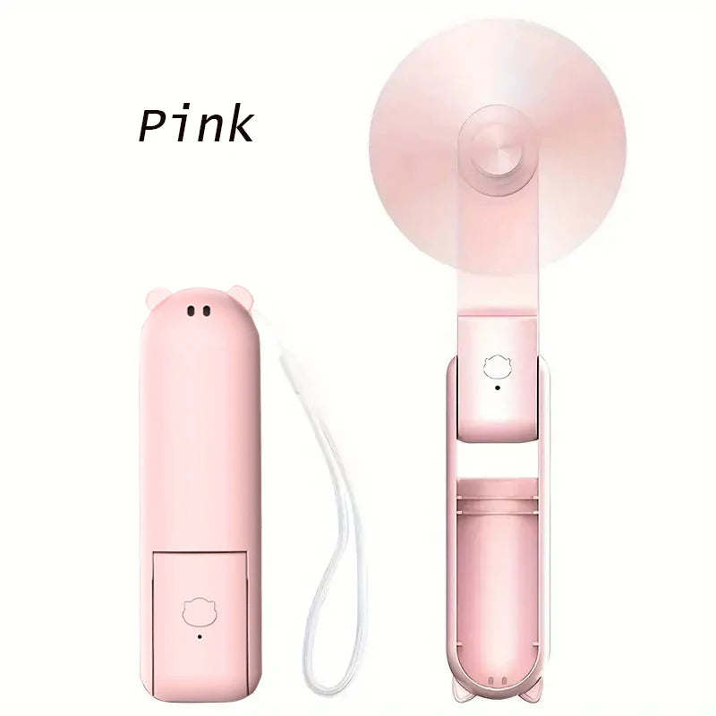 Tragbarer Mini-Ventilator, USB-Aufladung, 3-stufig einstellbar, faltbarer Handventilator für Wimpern, geeignet für Büro, Reisen und Outdoor-Aktivitäten