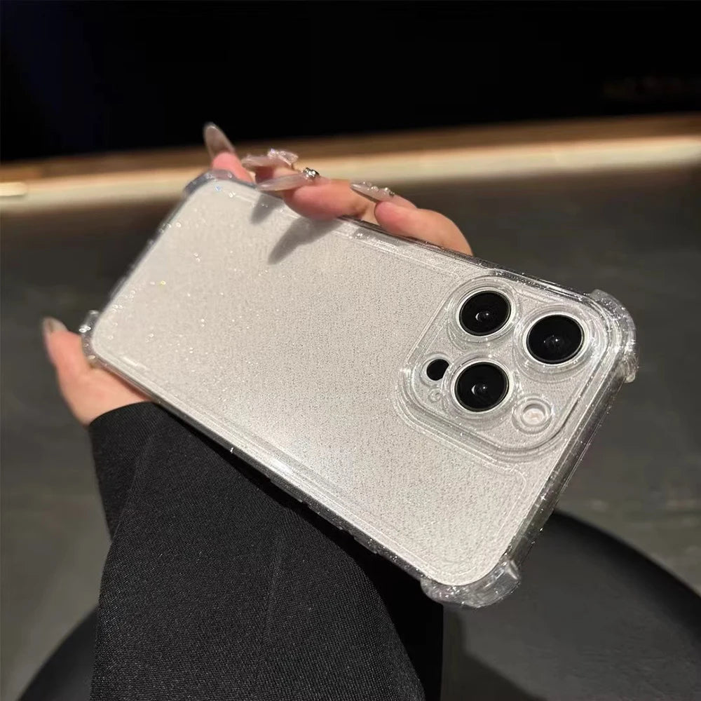 Glitzernde Antikollisions-Hülle für iPhone 17 Pro Max 16 Pro Max 15 14 12 13 Pro Max 11 Air 17Pro, klare Anti-Fall-Abdeckung mit vier Ecken