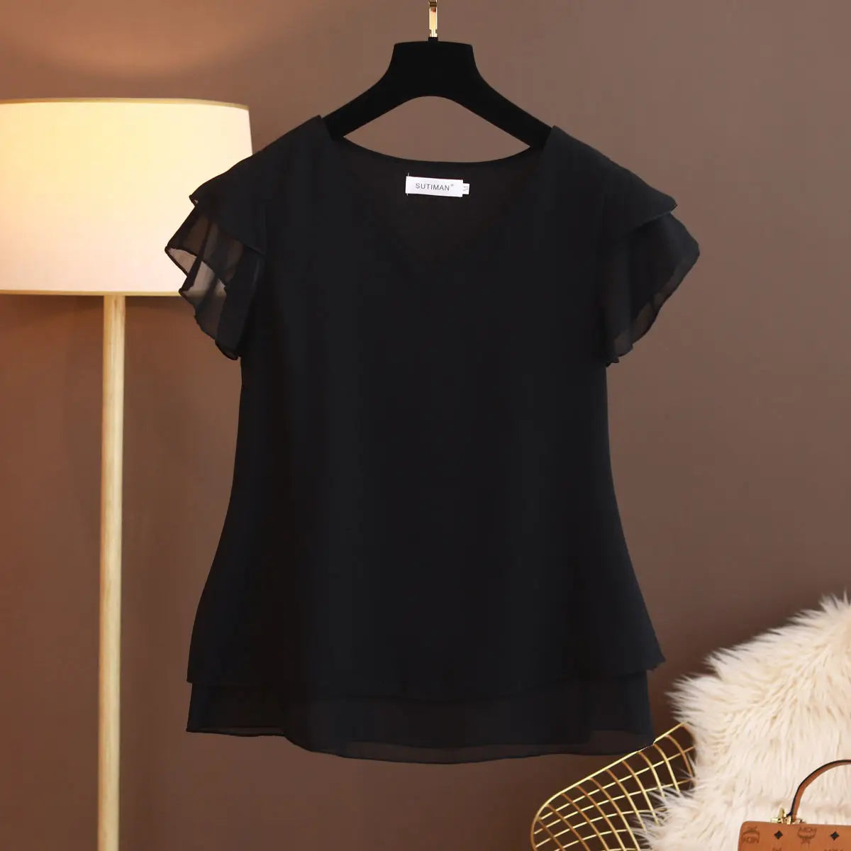 2026 sommer Neue Frauen Bluse V-ausschnitt Chiffon Hemd Lose Weibliche Kurzarm Bluse Übergroßen Shirts Frauen Tops Blusas Mujer De