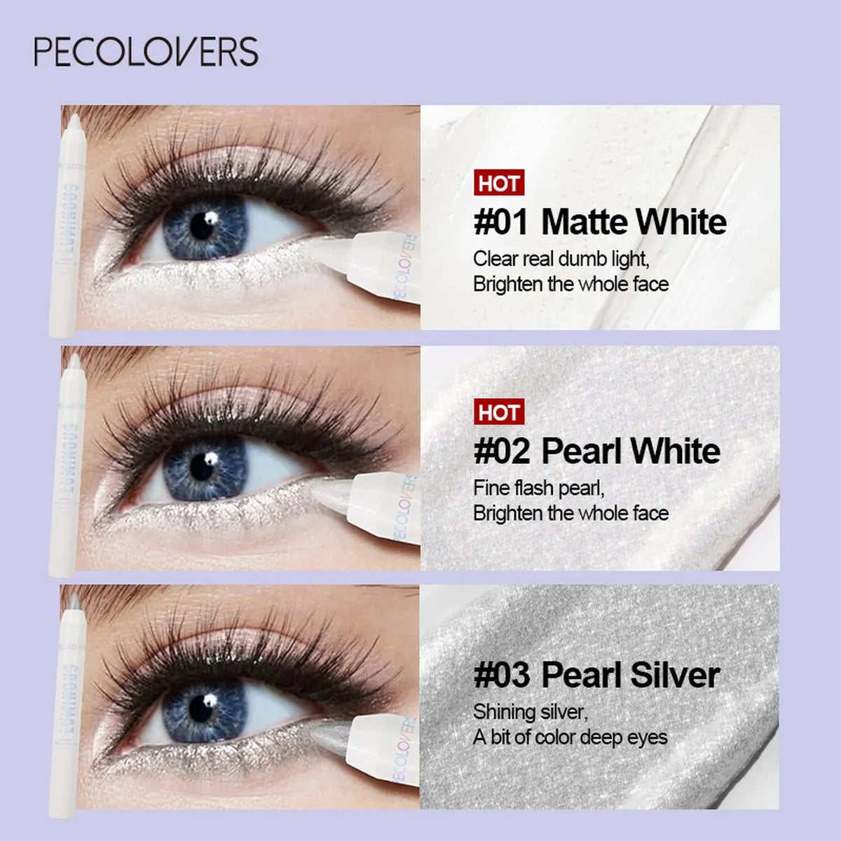 Matt weißer Eyeliner Stift aufhellende Augen Kopf Text marker Lidschatten Stick wasserdicht liegend Seidenraupen stift koreanische Kosmetik