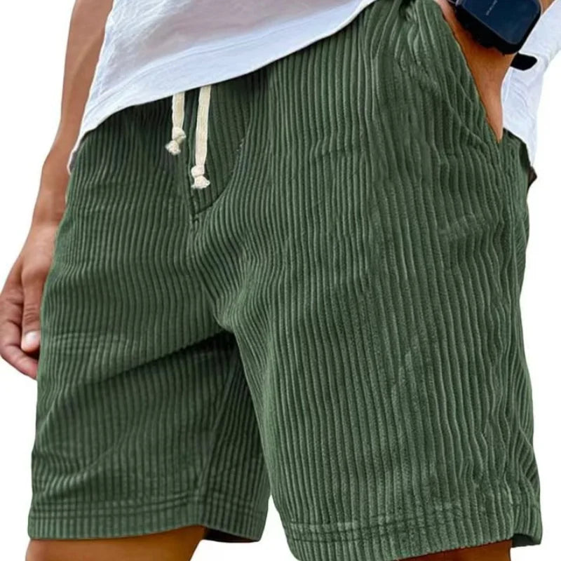 Sommer Cord-Shorts für Herren, dünn, schnelltrocknend, einfarbig, lässige Sport-Jogging-Shorts, locker geschnitten, 5-Punkte-Shorts über dem Knie, Cargo-Hose