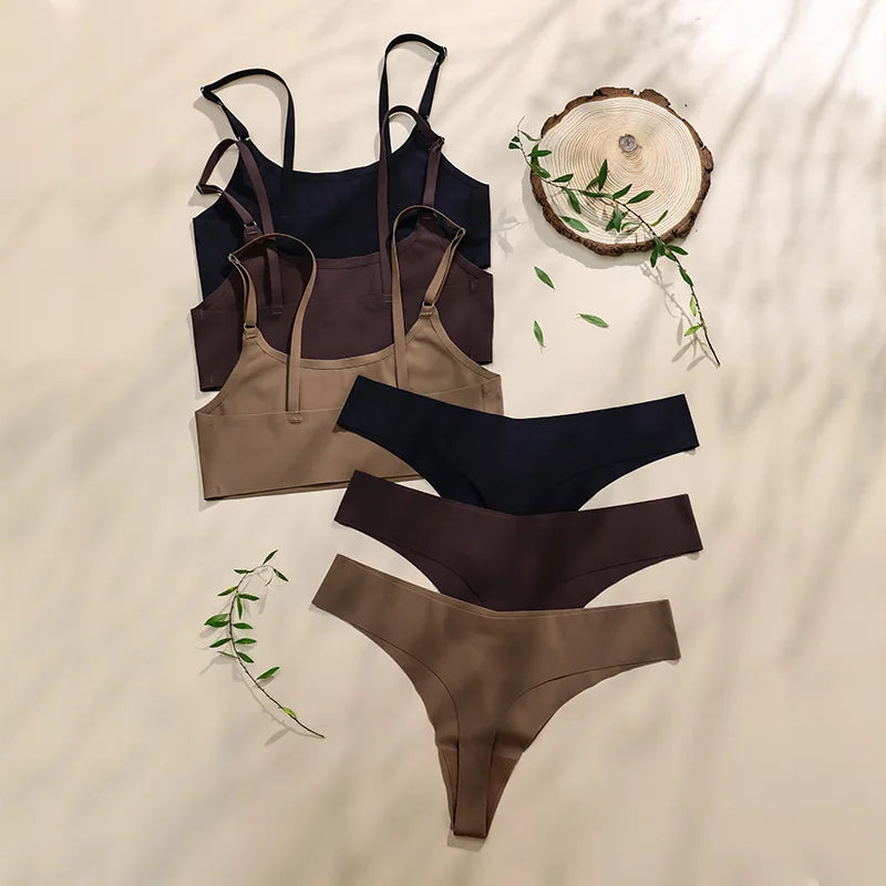 Heißer Verkauf hohe Qualität neuesten Design uns Größe stilvolle feste Eisse ide nahtlose drahtlose BHs und Frauen Unterwäsche-Set