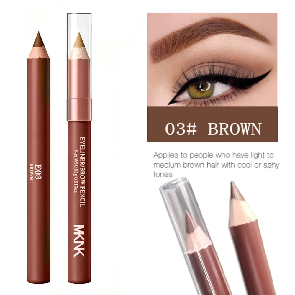 3 Farben Holz 2-in-1 Augenbrauen- & Eyeliner-Stift, Wasserfester Langanhaltender Dual-Use-Stift, Natürlicher Augen-Make-up-Stift
