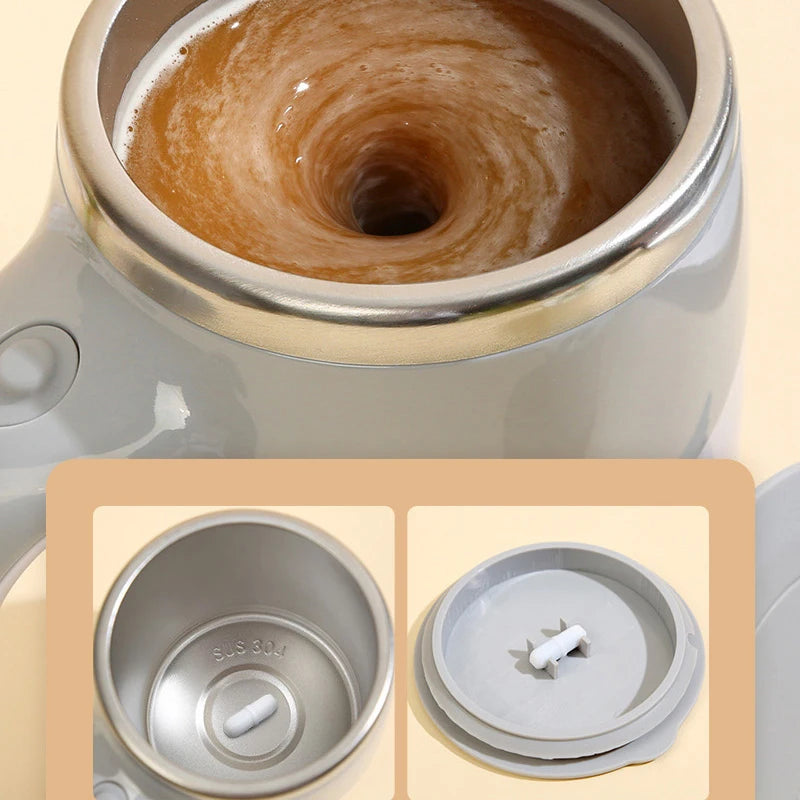 Tragbare automatische Rühr-Kaffeetasse, magnetisch, elektrisch, Edelstahl, selbstmischender Kaffeebecher, drehbar, für Zuhause, Büro, Reisen