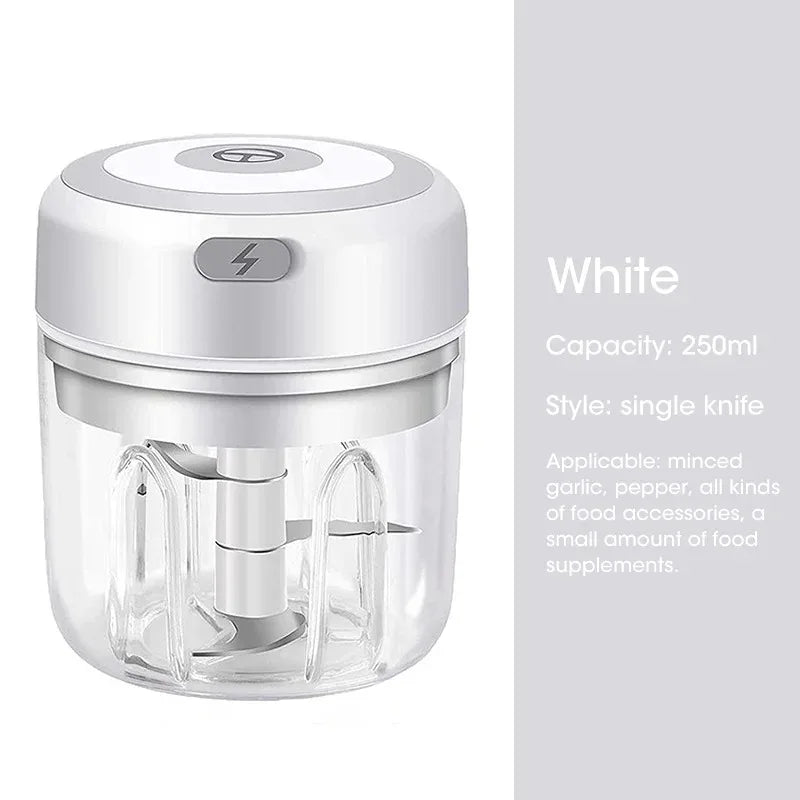 Elektrischer Mini-Knoblauchzerkleinerer 100ML/250ML Lebensmittelzerkleinerer Knoblauchpresse USB Tragbarer Kleiner Küchenprozessor für Gemüse