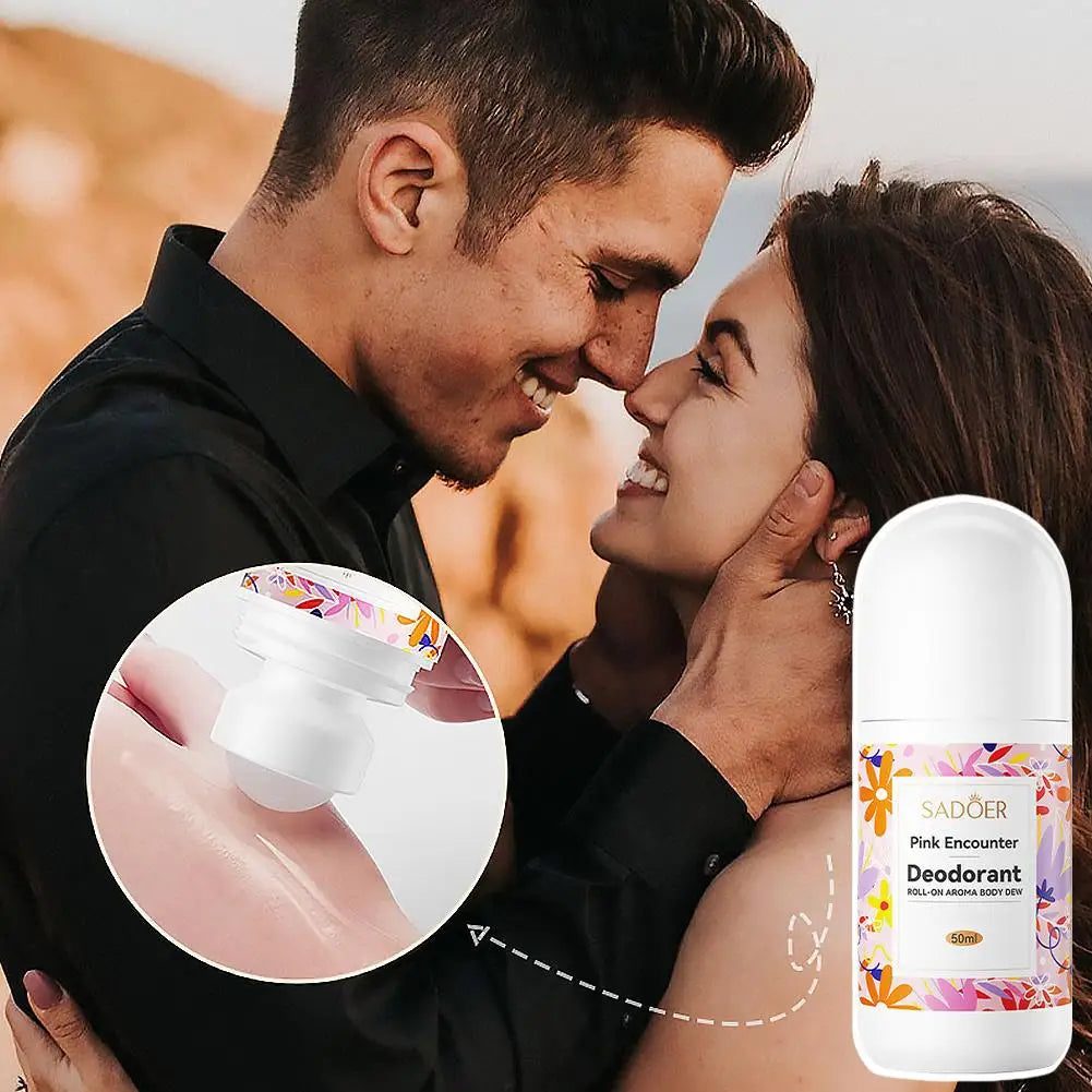 SADOER 50ml Original Deodorant Romantischer Rosenduft Roll-On Aroma Körperdeo Blaue Windspiele Rosa Begegnung Antitranspirant