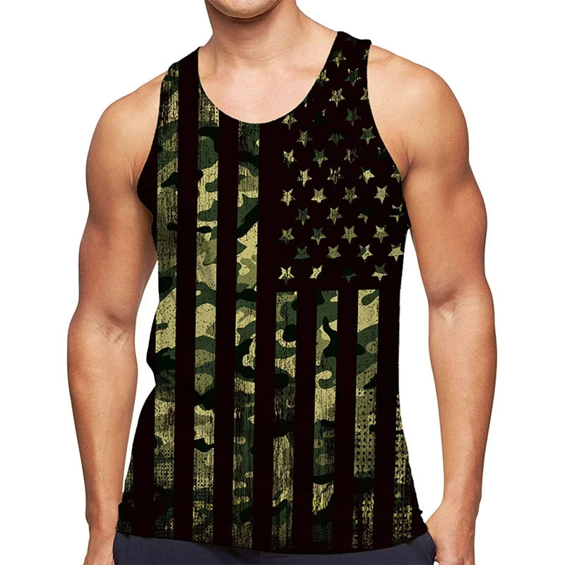 American Eagle USA Flagge Grafik Tank Top Gym Tops Herren 3D-Druck Streetwear Freizeit weste schnell trocknen ärmellose T-Shirt Tops 6xl