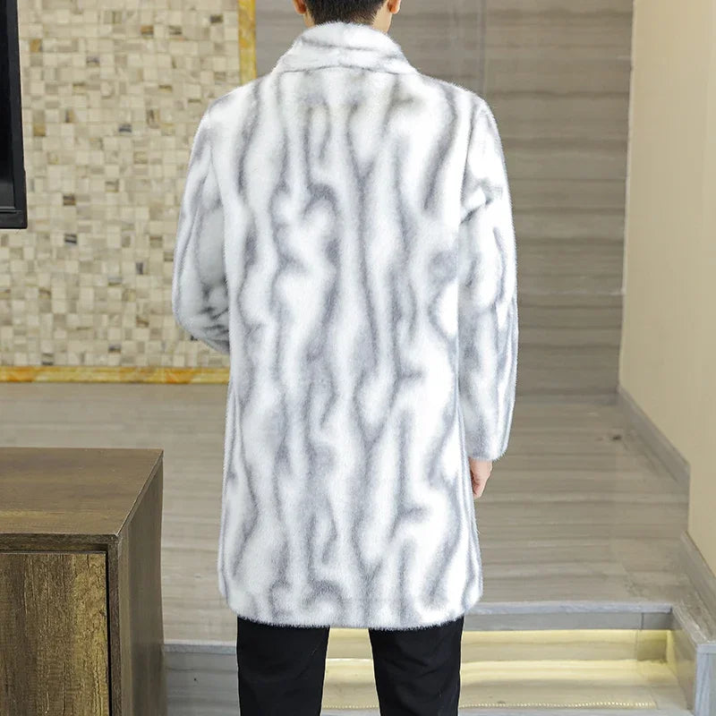 Hohe Qualität Mode Hübsche doppelseitige Tragen Pelz Ein Dicken Winter Anzug Kragen Trenchcoat Gold Nerz Pelz männer top Taste