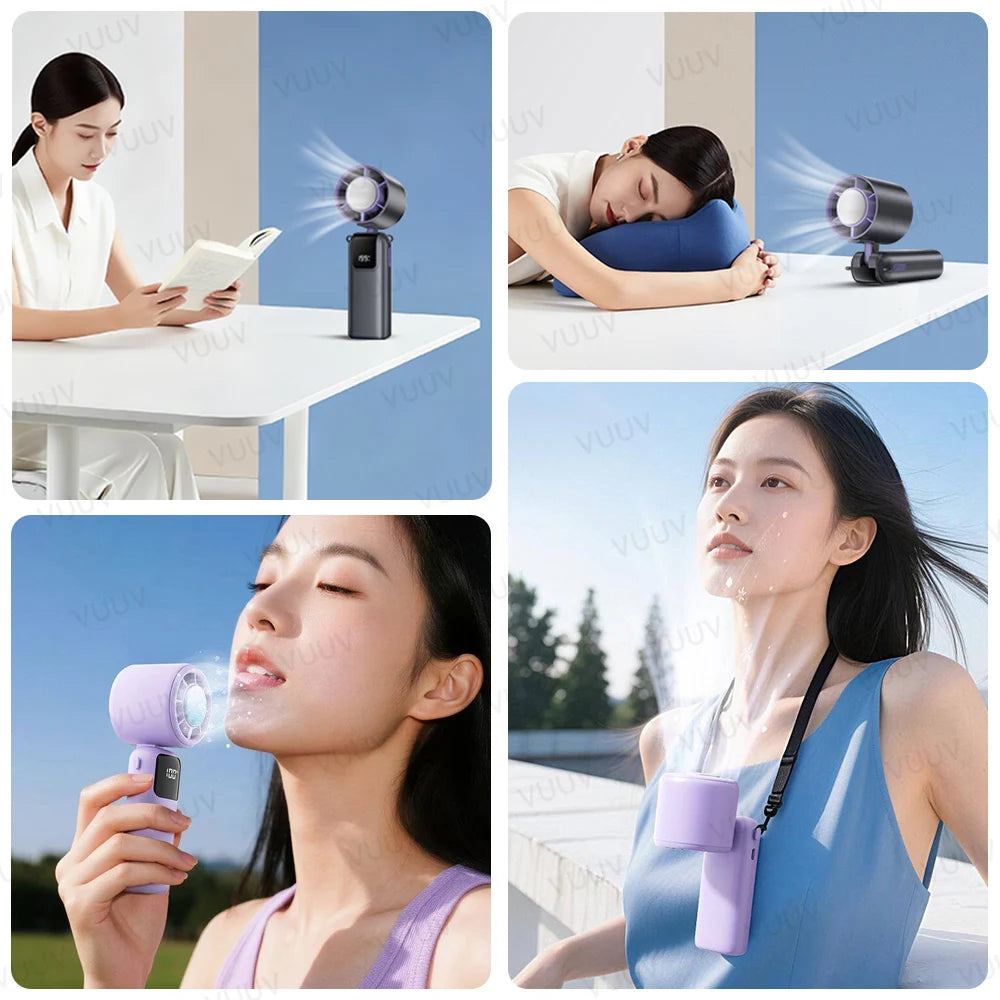 VUUV Mini-Handventilator - Tragbarer Turbo-Ventilator mit 100 Windgeschwindigkeiten, 2000mAh & Typ-C, Kühlgebläse, Reise-Kühlgerät