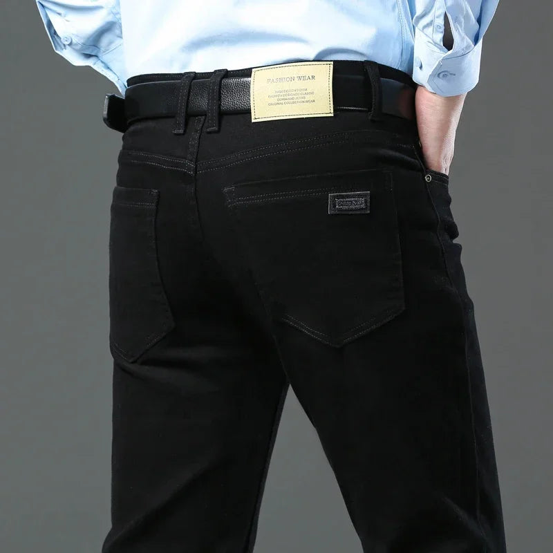 Herbst Neue 98% Baumwolle männer Jeans Weiche Gemütliche Gerade Casual Denim Hosen Plus Größen 42 44 Stretch Mode Hosen männliche Kleidung