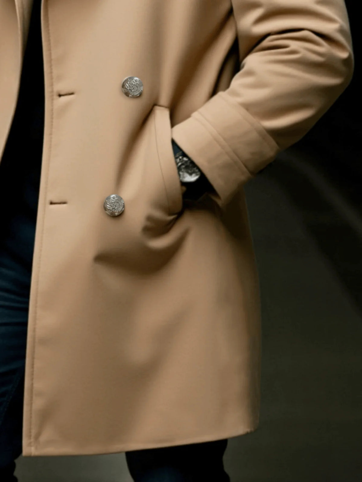 Einreihiger Wollmantel für Herren, verdickt für den professionellen Winter-Look im Trench-Stil