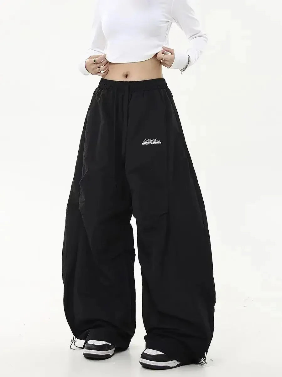 Retro Y2K Hip Hop Streetwear Casual Chic Passende Sweatpant Oversize frauen Breite Bein Hose Niedrige Taille Kordelzug Dame Cargo Hosen