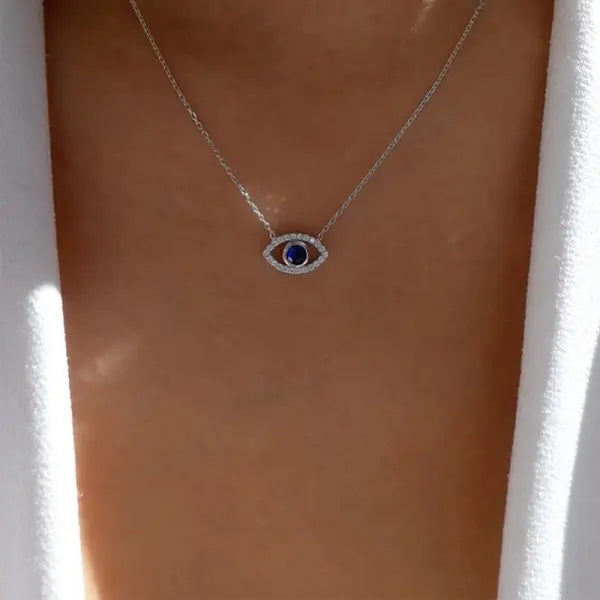 Blaue Zirkon Glück Bösen blick Anhänger Halskette für Frauen Fatima Hand Türkische Auge Schlüsselbein Ketten Weibliche Halsband Hochzeit Schmuck Geschenk