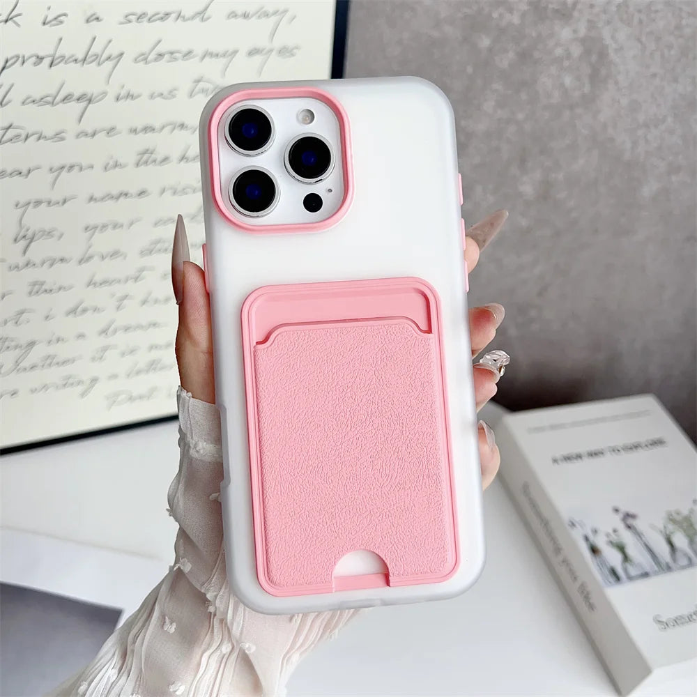 3 IN 1 Leder-Kartensteckplatz-Halter-Telefonhülle für iPhone 17 Air 16 15 14 13 Pro Max 16E, Brieftaschenfach, stoßfeste Rückseite, Stoßstange