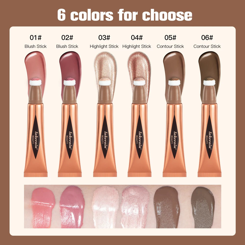 Beauty Blush Wand Easy Liquid Blush Gesichtsrouge Natürliche Creme Wangentönung Erhellen Sie die Augen Highlight Contour Stick Schwammkopf
