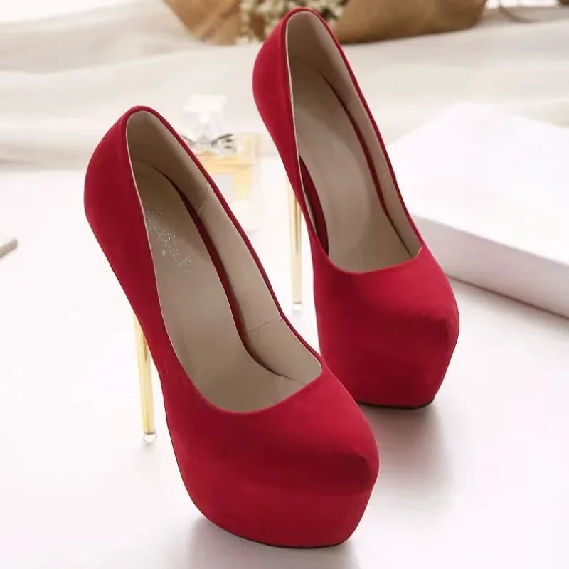 Modische neue Damenschuhe mit runder Spitze, bequem, mit schmalem Absatz, sexy und elegant, superhohe Absätze, Party-High-Heels
