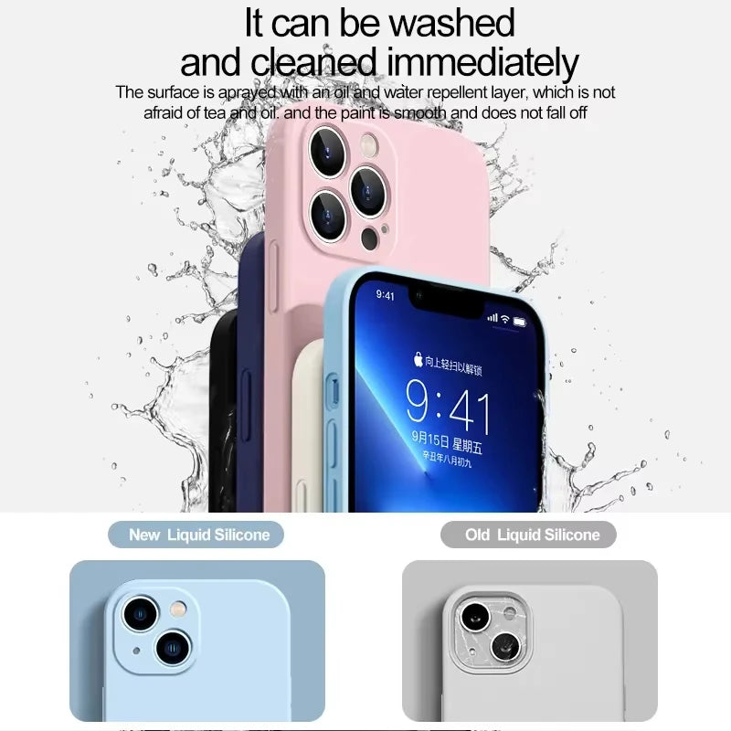 Weiche Luxus-Handyhüllen für iPhone 17, 16, 15, 14, 13, 12, 11 Pro Max 17, Air 8, 7 Plus, XS Max, offizielle stoßfeste Abdeckung aus flüssigem Silikon
