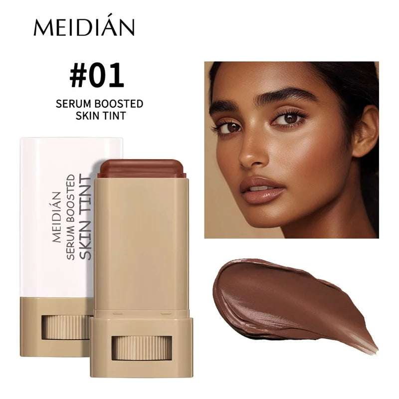 Hautfarbener Foundation-Stick in 6 Farben mit Serum-Boost, Seidiger Textur, Feuchtigkeitsspendende Abdeckung, Concealer-Basis, Gesichtskontur-Stick Make-up