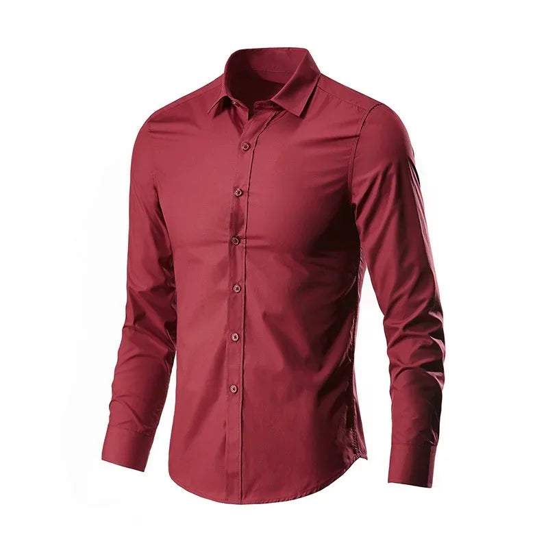 Herren-Langarm-Freizeithemd im koreanischen Stil, Business-formelles Slim-Fit-Hemd in weißer Farbe für Frühling und Herbst