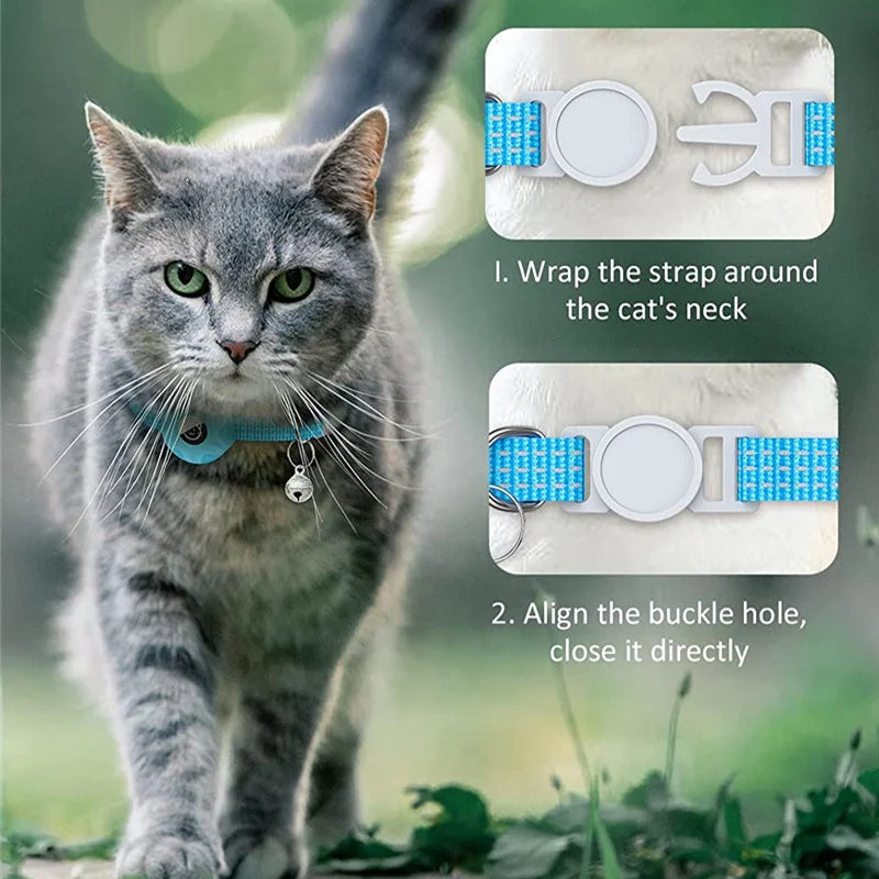 Airtag Katzenhalsband Positionierung Tracker Silikonhülle Dreidraht Reflektierende Tasche Glocke Hund Haustier