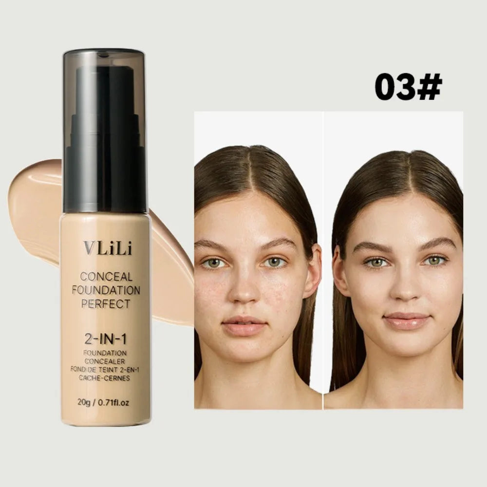 Neue Wasserfeste Flüssige Foundation Ölkontrolle Volle Abdeckung Gesichts-Foundation-Creme Matte Cremige Textur Foundation Concealer-Creme