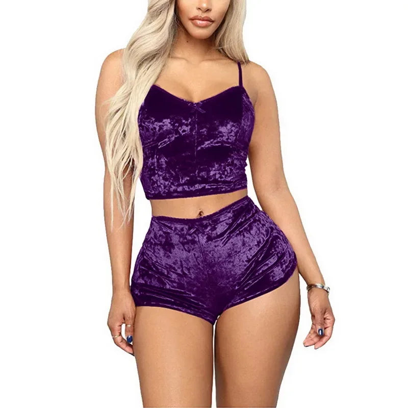 Pyjamas Set Frauen Sexy Rosa Rot Seide Satin Samt Pijamas Schlaf Tragen Robe Nachtwäsche Sexy Dessous Pj Sets Nachtwäsche