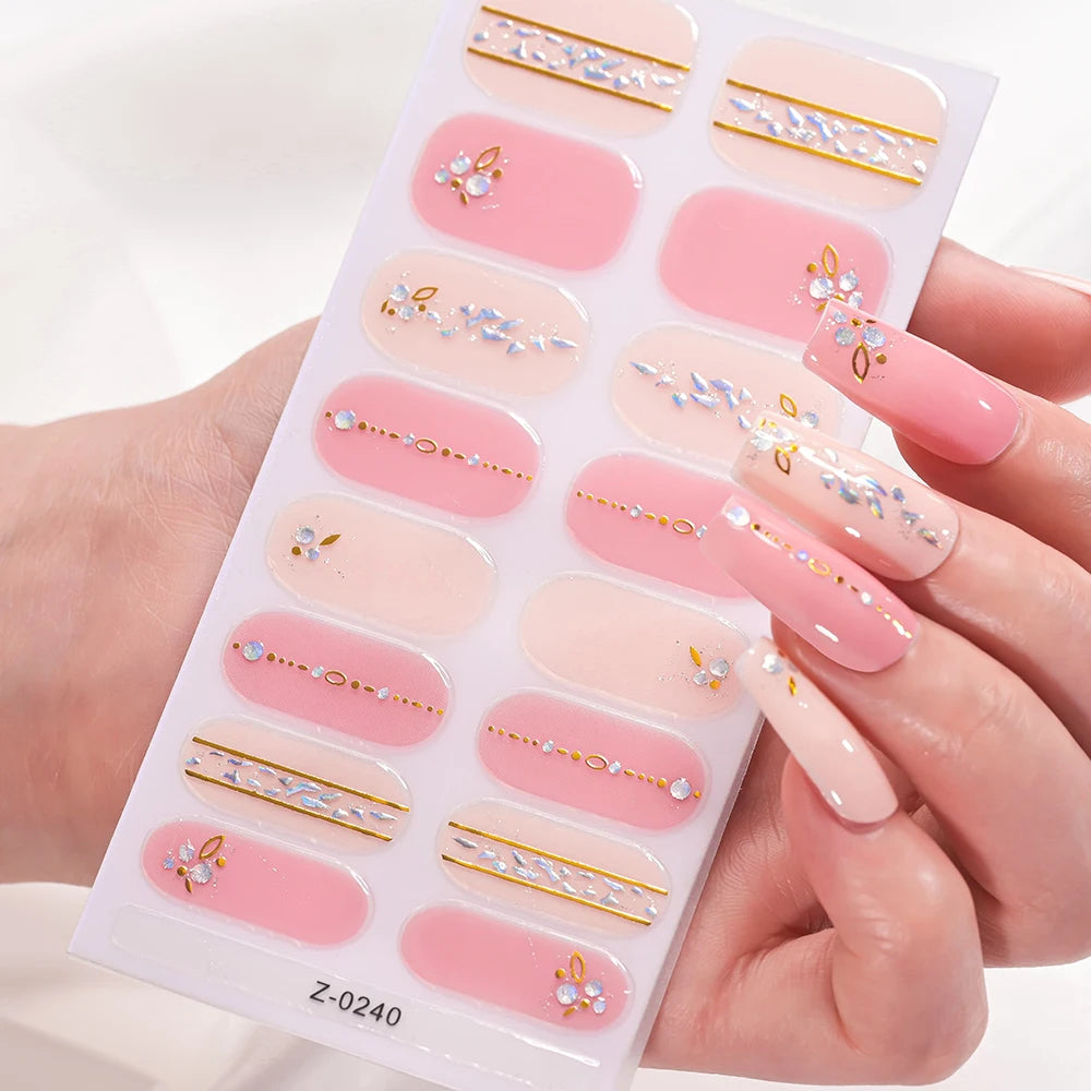 16 Tipps 3D Bunte Eis-Transparente Nagelfolie Volle Abdeckung Bronzing Französisch Nagellack Aufkleber Selbstklebende Langlebige Nagel Dezember
