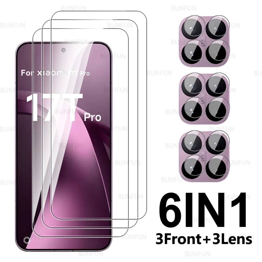 6-in-1 Schutzfolie für Xiaomi 17T Pro 5G: Displayschutz aus Glas, Kameraschutzfolie, Kameraobjektivschutz für Xiaomi 17T, 17T Pro, T17 – Klare Schutzabdeckung