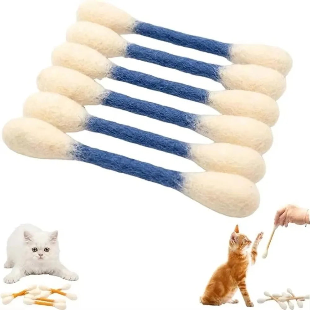 6er-Set Filz-Baumwollstäbchen für Katzen: Leichte, weiche interaktive Kick-Sticks zum Kauen, Zahnreinigung und als riesige interaktive Spielzeuge für Katzen