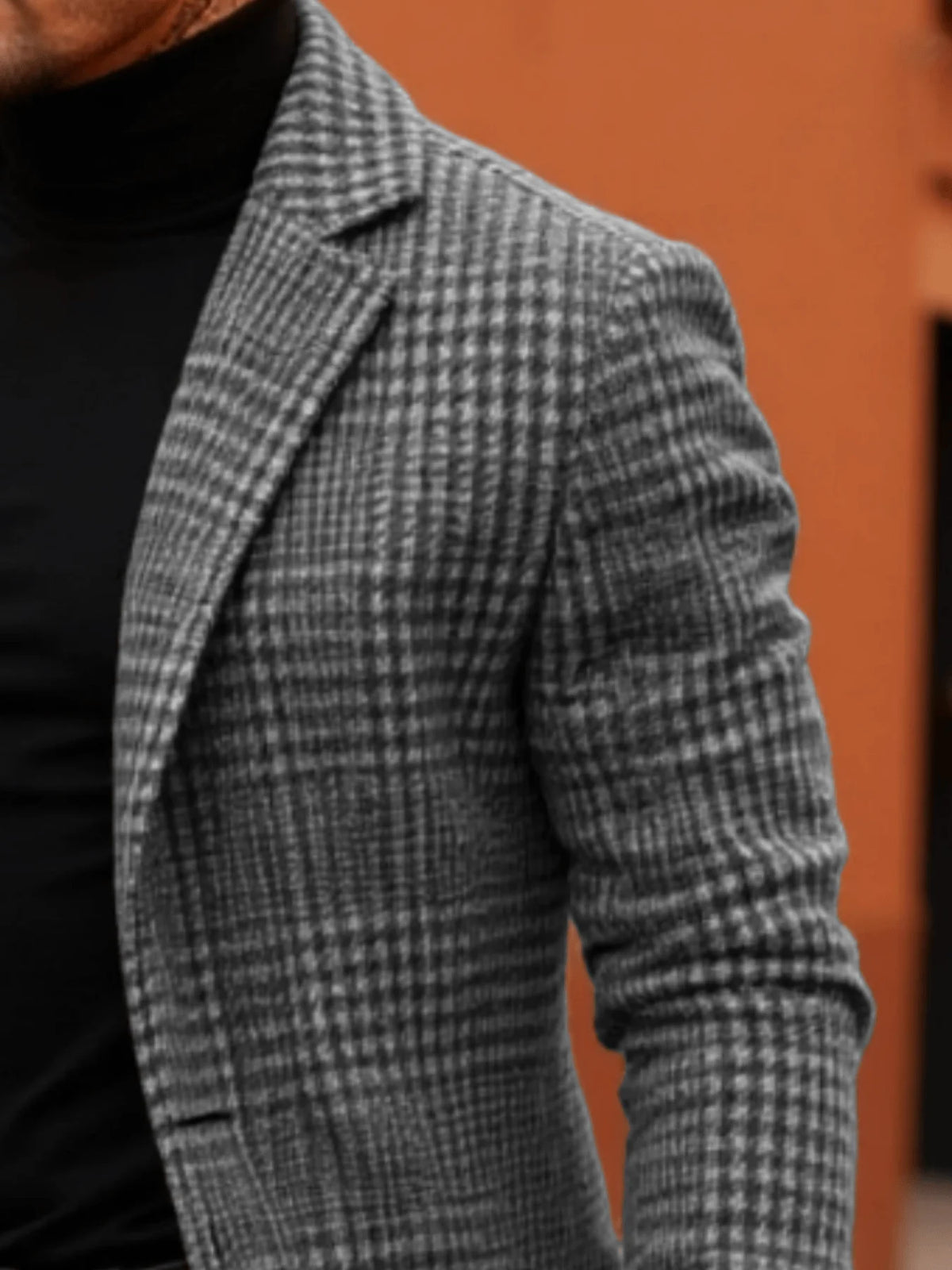 Neuer karierter Herrenmantel, karierte warme Jacke, modische lange Straßenjacke von Garry, Mantel im europäischen und amerikanischen Stil