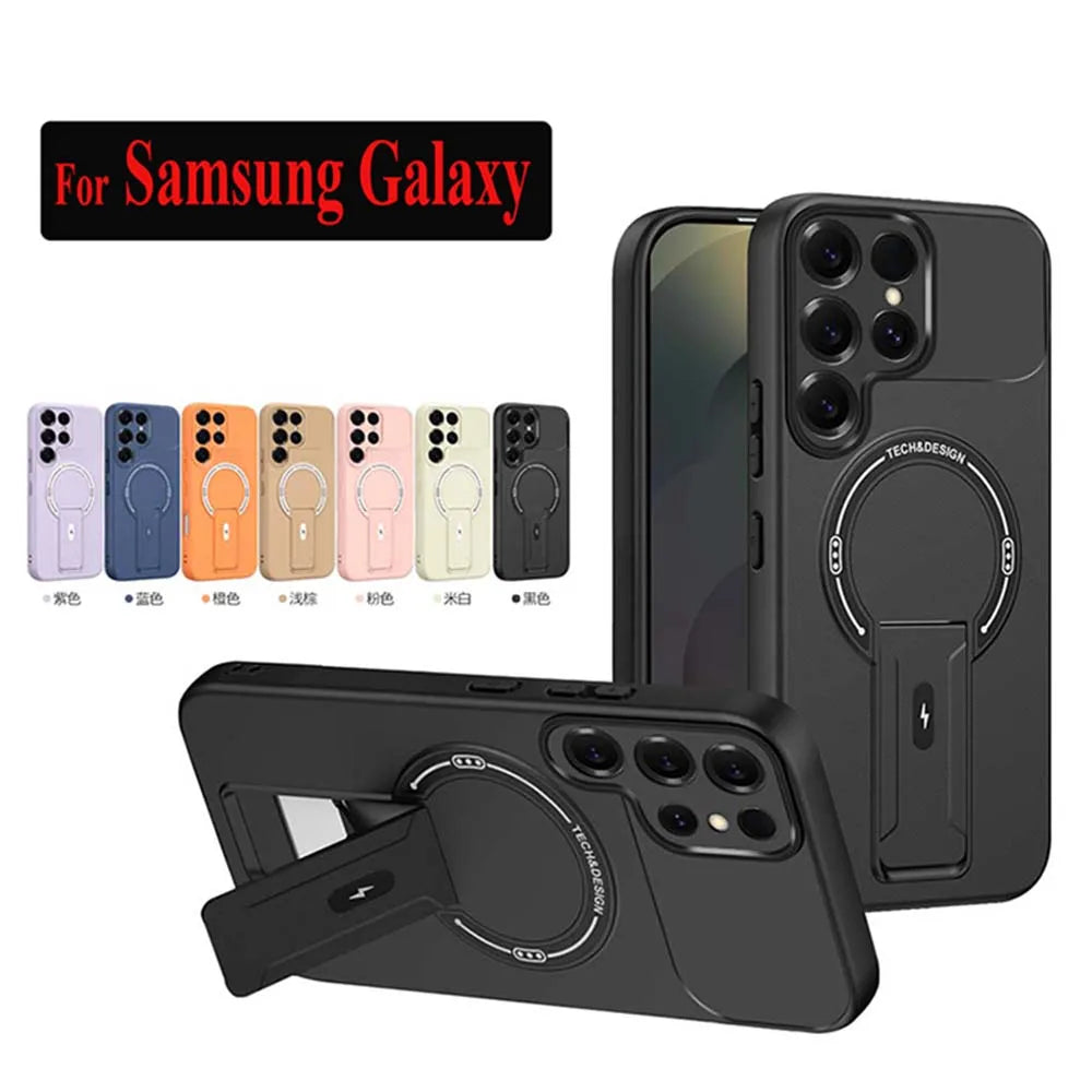 Fall für Für Samsung Galaxy S26 S25 S24 Plus S23 S22 Ultra S25Edge S25FE S24FE Matte Rüstung Ständer Halter Zurück Abdeckung Fundas