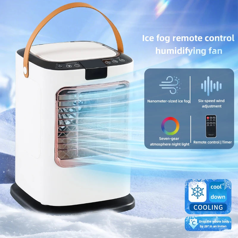 Befeuchtender Kühlventilator Tragbarer Mini-Elektroventilator 2. Generation Negativ-Ionen Tischventilator