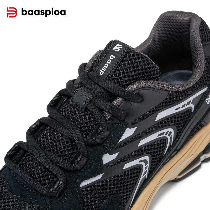 Baasploa Herren-Laufschuhe, Sommer-Mesh-atmungsaktive Vintage-Schuhe, hochwertige, modische, elastische Sportschuhe für Herren