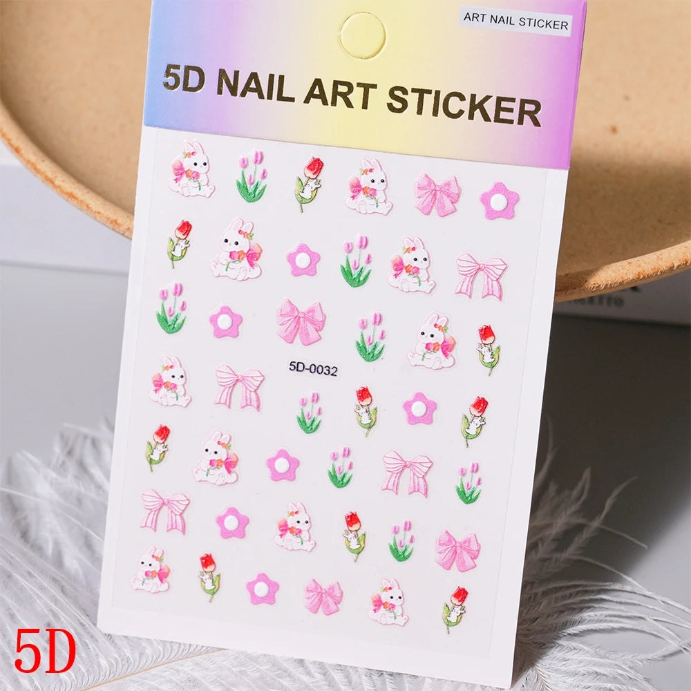 1Pc 3D Cartoon Nette Katze Nagel Kindliche Aufkleber Nette Kitty Welpen Hund Selbstklebende Nail art Haustier Tiere Maniküre schöne Aufkleber *