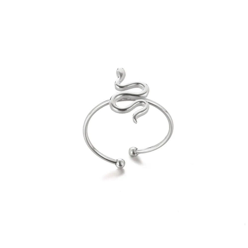 Minimalistische offene Schlangenringe aus Edelstahl, goldfarben, herzförmig, verstellbare Ringe, klassischer Partyschmuck, kostenloser Versand