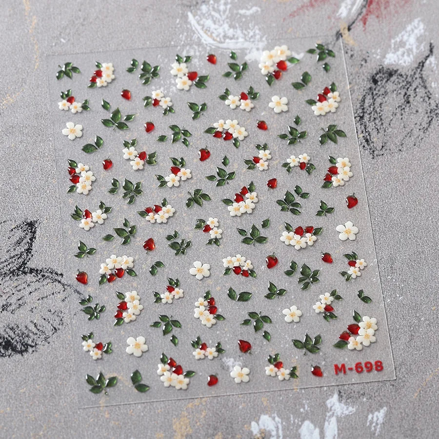 1 Stück 3D Lavendel Blumen Aufkleber für Nägel Frühling Sakura Blumenblätter Selbstklebende Slider Abziehbilder Kunst Maniküre für Dekoration
